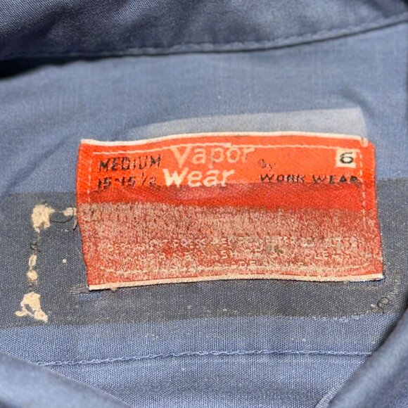 Vintage Fleet-Wing Work Shirt Medium Vapor Wear Grunge Blue Button-Up 80's - Picture 5 of 13
